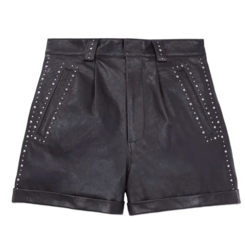 The Kooples Black Studded High Waist Shorts